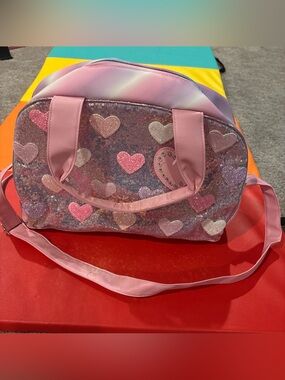 Pink Sequin Heart Duffle Bag - Girls' Travel Tote